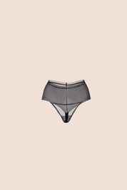 Invisible High-Waisted Tulle Thong Black