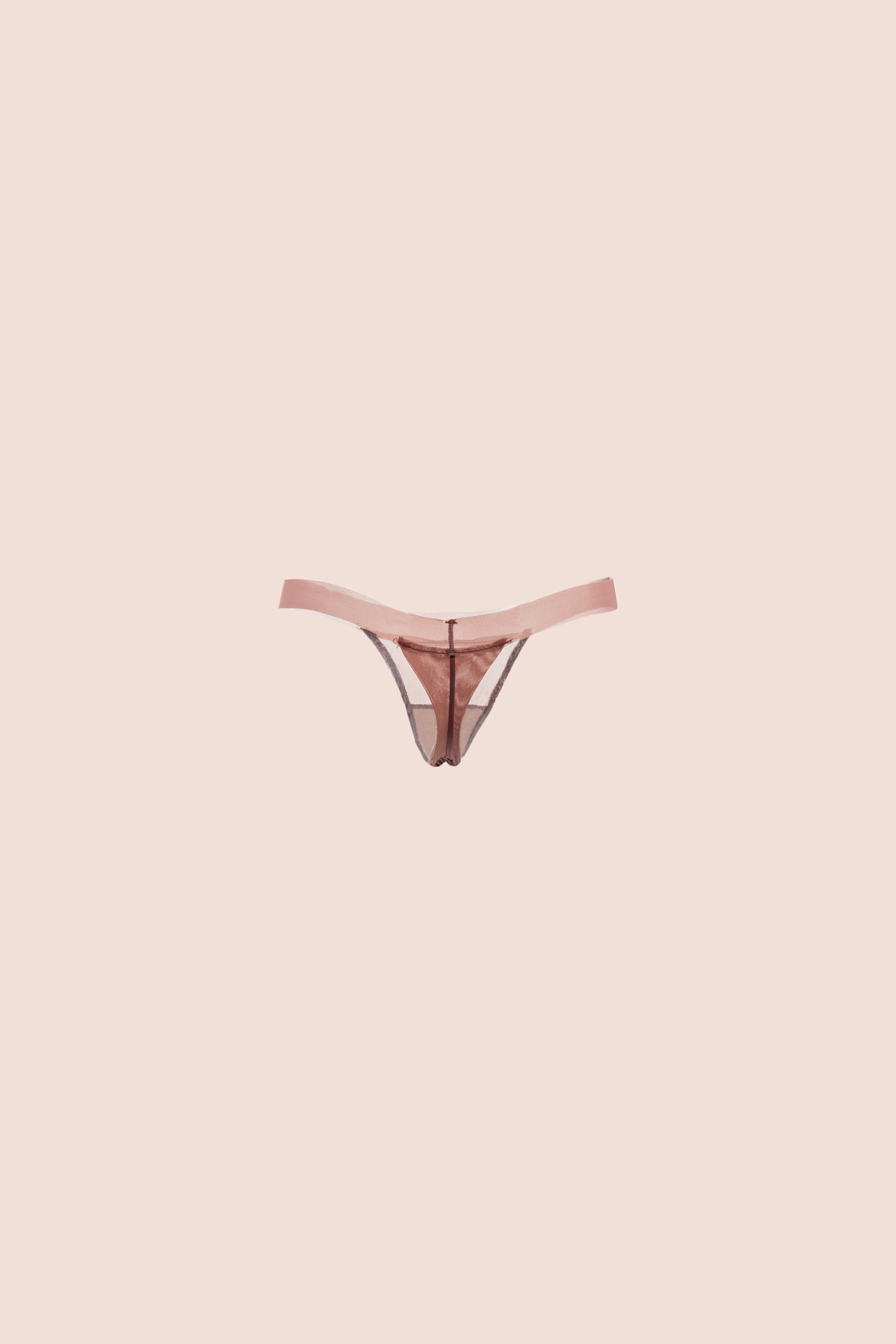 Invisible String Tulle Thong Plum