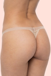 Invisible String Tulle Thong Cream