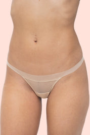 Invisible String Tulle Thong Cream