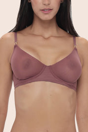 Invisible Wired Tulle Bra Plum