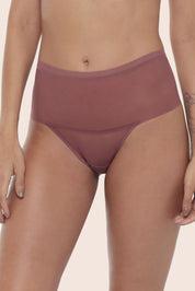 Invisible High-Waisted Tulle Thong Plum