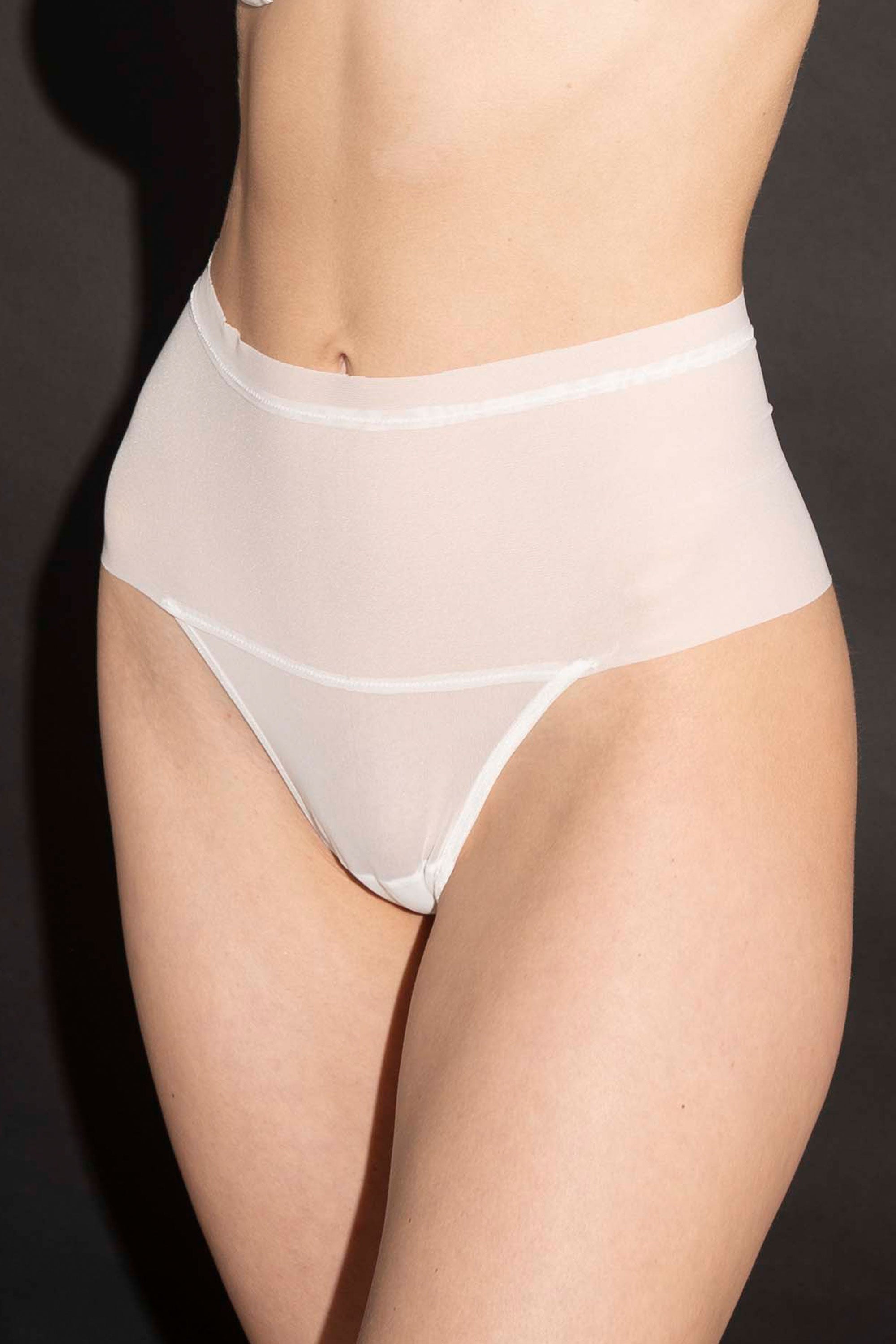 Invisible High-Waisted Tulle Thong Ivory